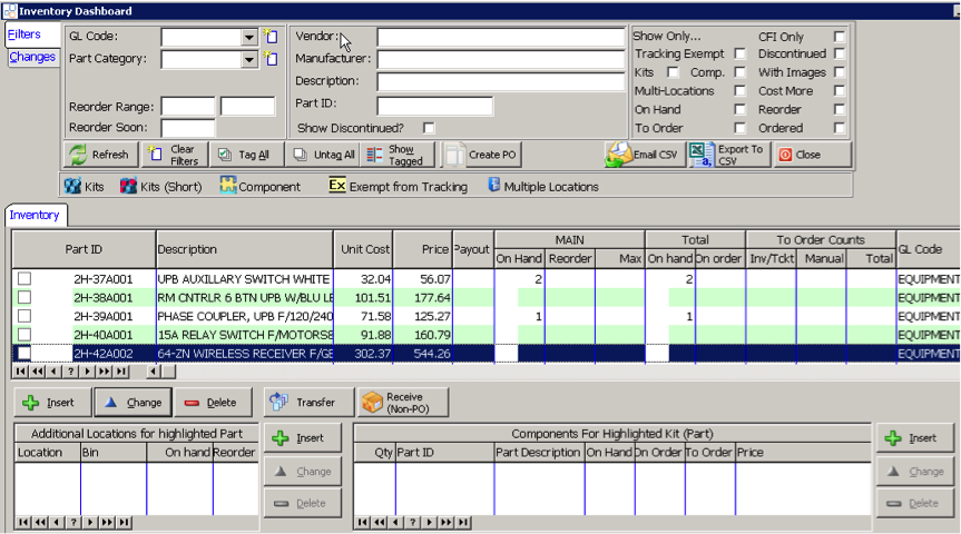 Inventory dashboard | Cornerstone Billing Solutions