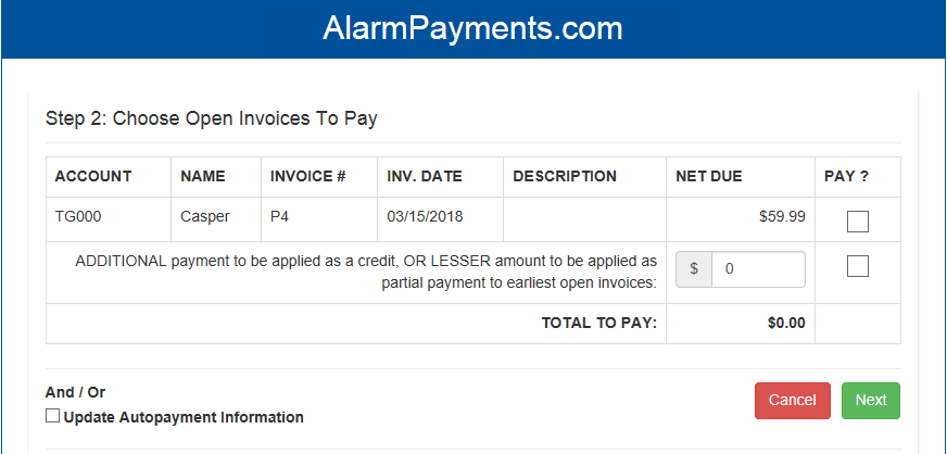 Sample Open Invoices